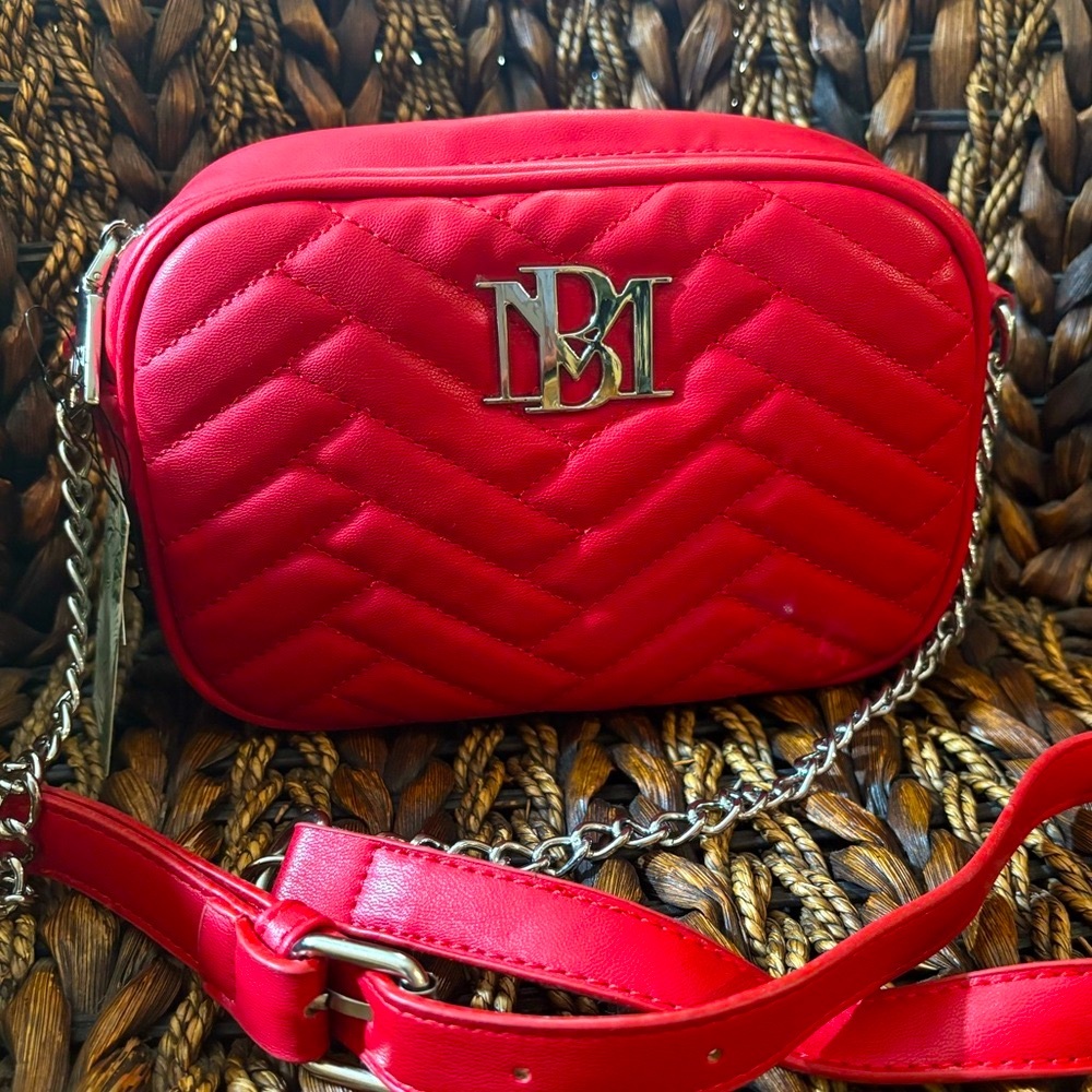 NWT!!! Badgley Mischka: 
Red/Silver: Purse Retail: $79 Vegan Leather.